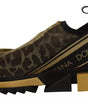 Dolce & Gabbana Gold Glitter Leopard Sorrento Sneakers Shoes