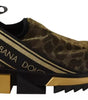 Dolce & Gabbana Gold Glitter Leopard Sorrento Sneakers Shoes