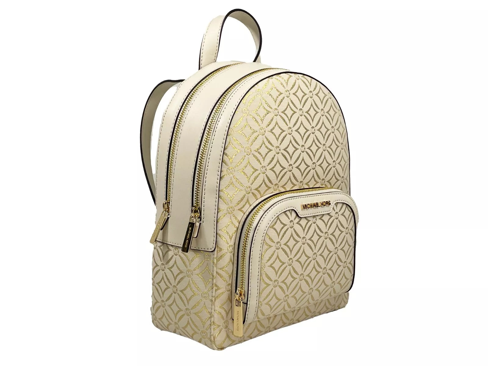 Sac à dos Michael Kors Jaycee Medium avec poche zippée Crème/doré