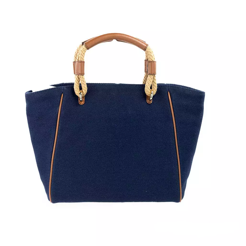 Petit sac fourre-tout à bandoulière en toile de coton bleu marine Michael Kors Talia