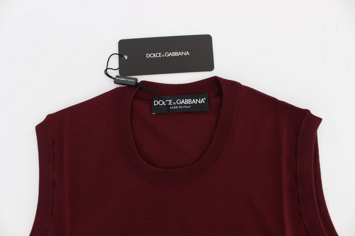 Dolce &amp; Gabbana Élégant gilet sans manches en laine rouge
