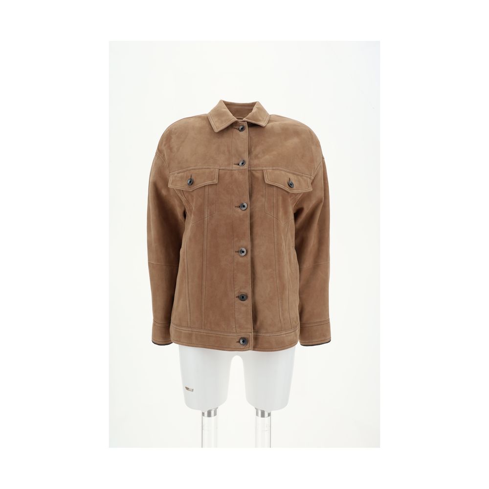 Brunello Cucinelli Veste en cuir suédé