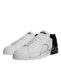 Dolce & Gabbana White Black Logo Portofino Sneaker Shoes