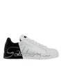 Dolce & Gabbana White Black Logo Portofino Sneaker Shoes