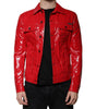 Dolce & Gabbana Red Polyester Button Down Collared Jacket