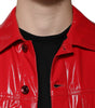 Dolce & Gabbana Red Polyester Button Down Collared Jacket