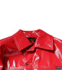 Dolce & Gabbana Red Polyester Button Down Collared Jacket