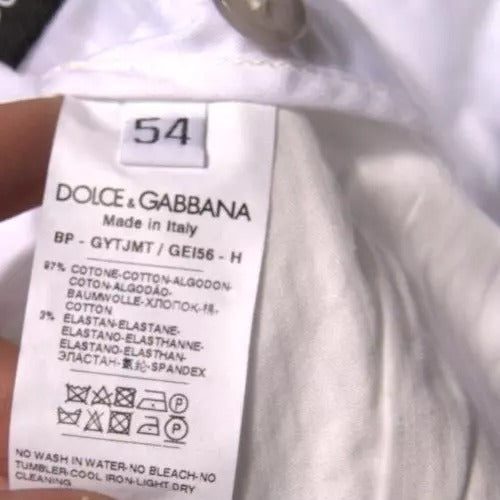 Pantalon chino blanc Dolce &amp; Gabbana en coton stretch décontracté