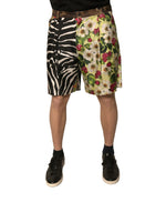 Short chino en soie patchwork multicolore Dolce &amp; Gabbana pour homme