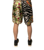 Short chino en soie patchwork multicolore Dolce &amp; Gabbana pour homme