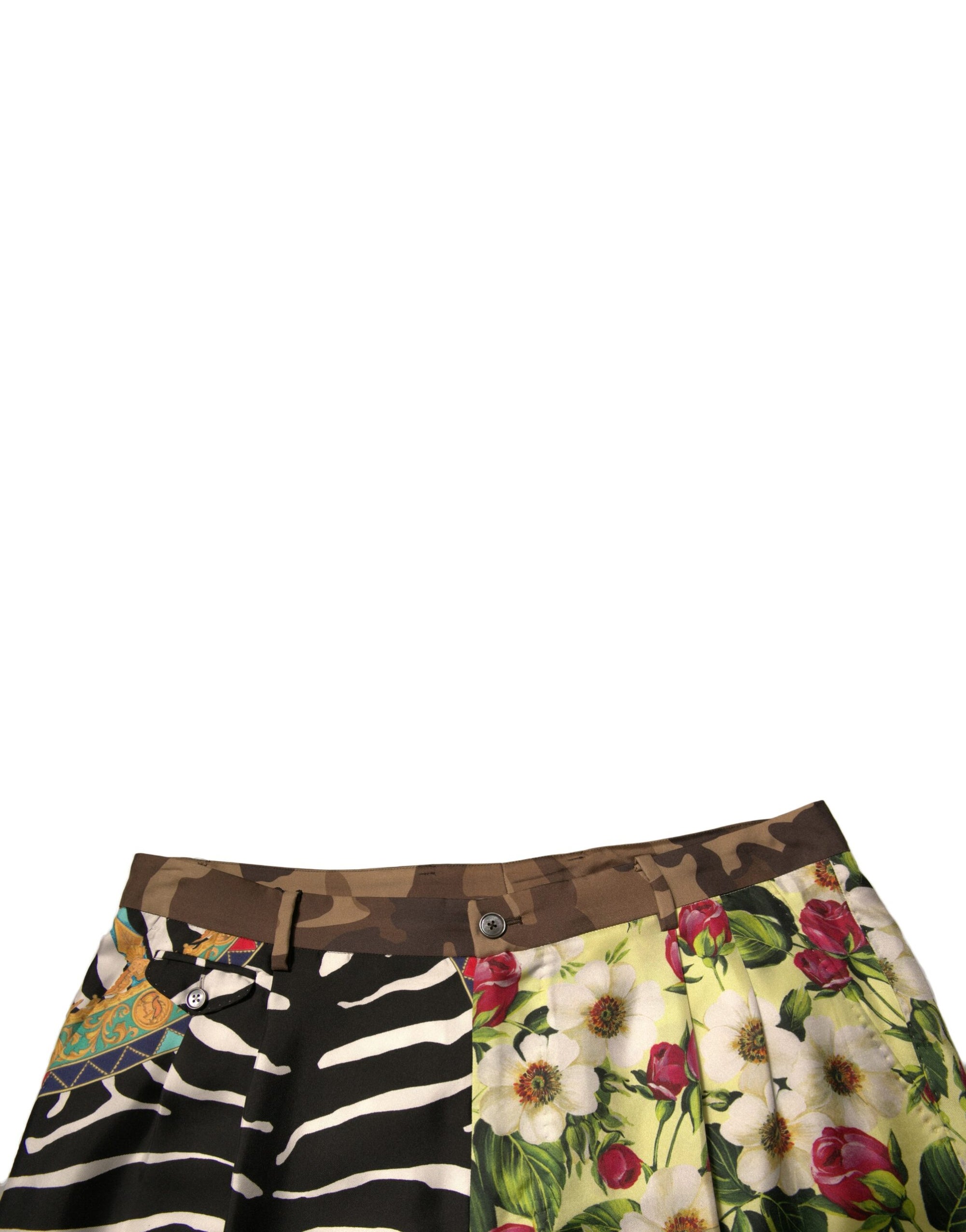 Short chino en soie patchwork multicolore Dolce &amp; Gabbana pour homme