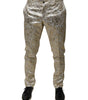 Dolce & Gabbana Gold Floral Jacquard Men Dress Pants