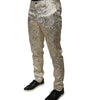 Dolce & Gabbana Gold Floral Jacquard Men Dress Pants
