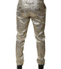 Dolce & Gabbana Gold Floral Jacquard Men Dress Pants