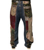Dolce & Gabbana Blue Patchwork Cotton Straight Denim Jeans
