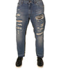 Dolce & Gabbana Blue Tattered Straight Cropped Denim Jeans