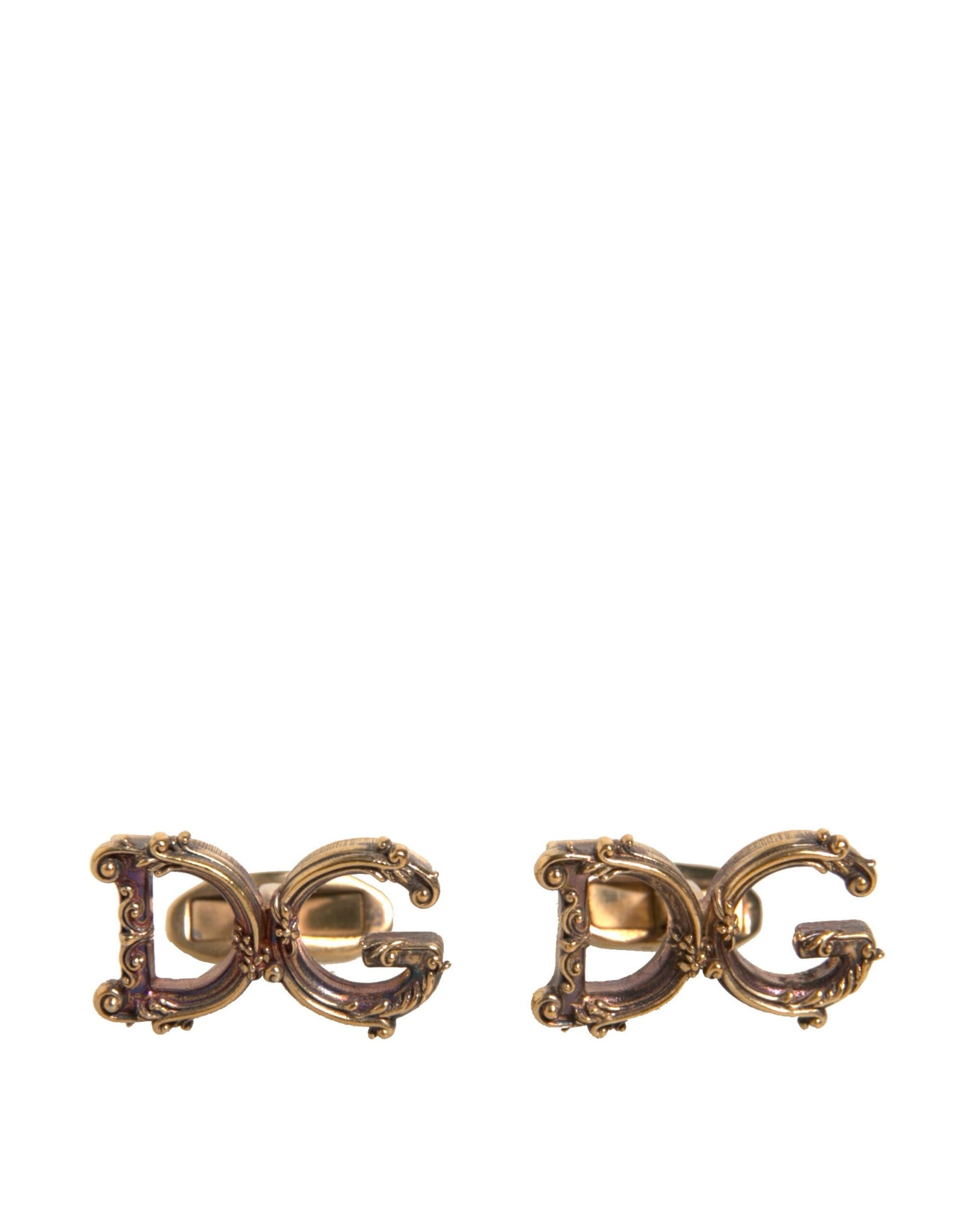 Dolce &amp; Gabbana Gold Tone 925 Sterling Silver DG Logo Cufflink