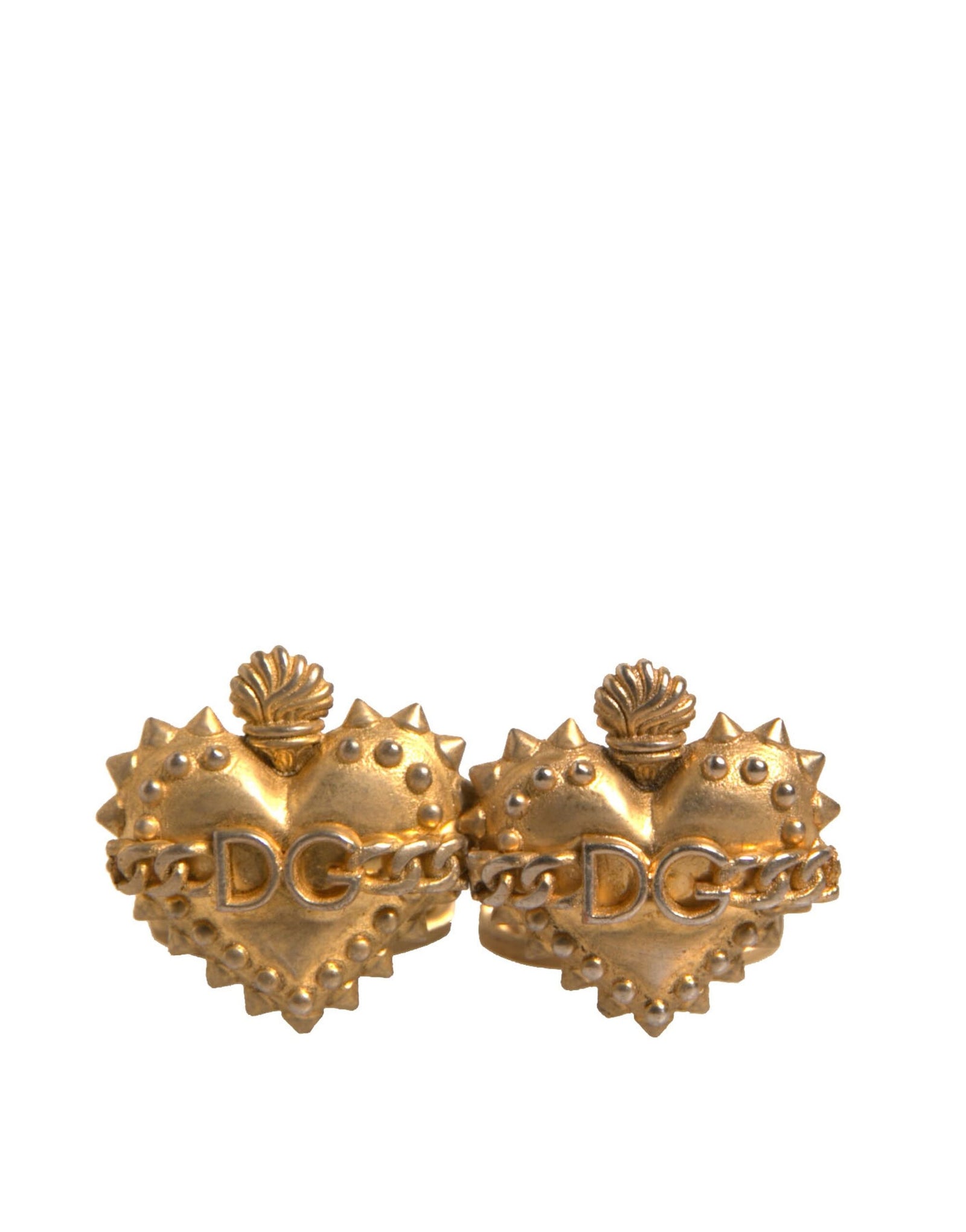 Dolce &amp; Gabbana Gold 925 Sterling Silver DG Heart Cufflink