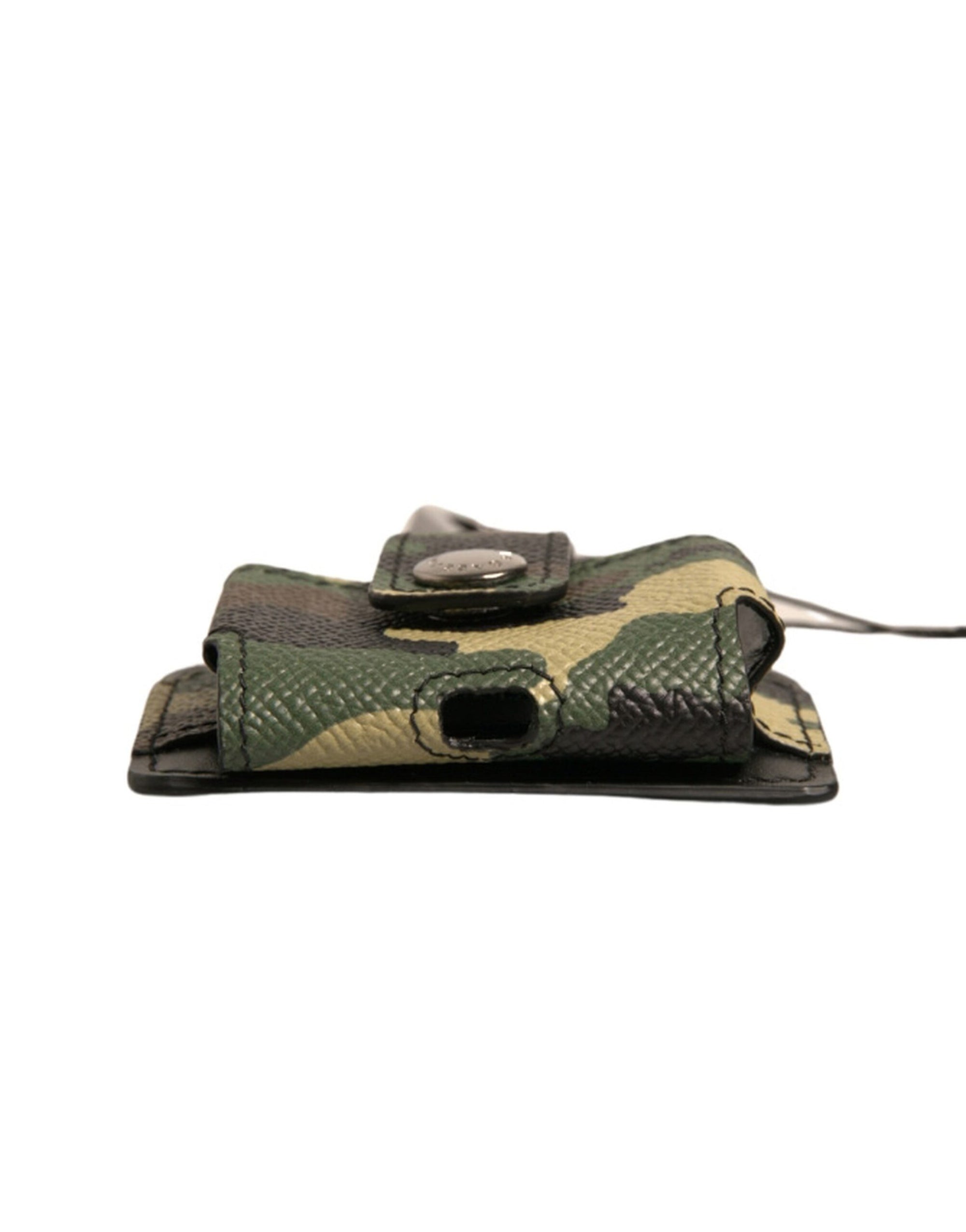 Étui pour Airpods Dolce & Gabbana en cuir camouflage multicolore et métal