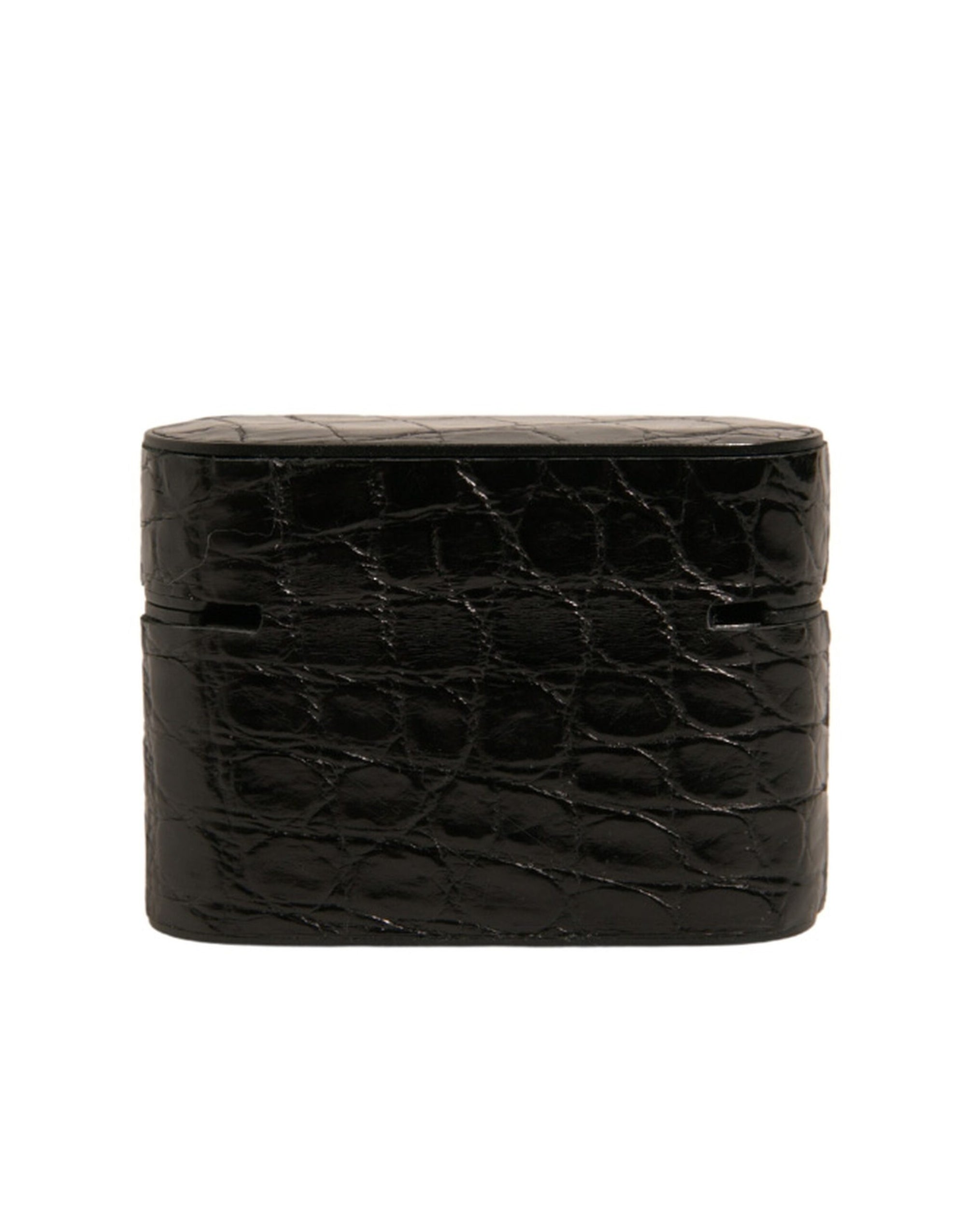 Étui pour Airpods Dolce & Gabbana en cuir noir avec logo en métal
