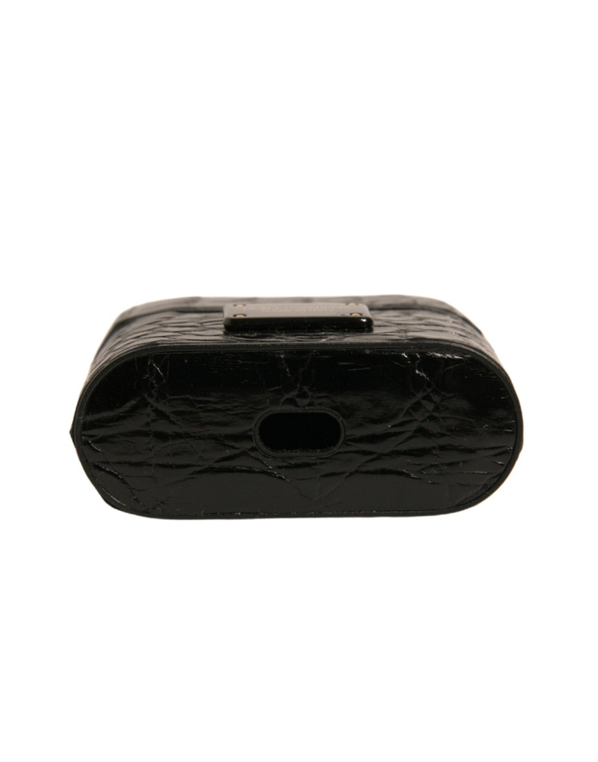 Étui pour Airpods Dolce & Gabbana en cuir noir avec logo en métal