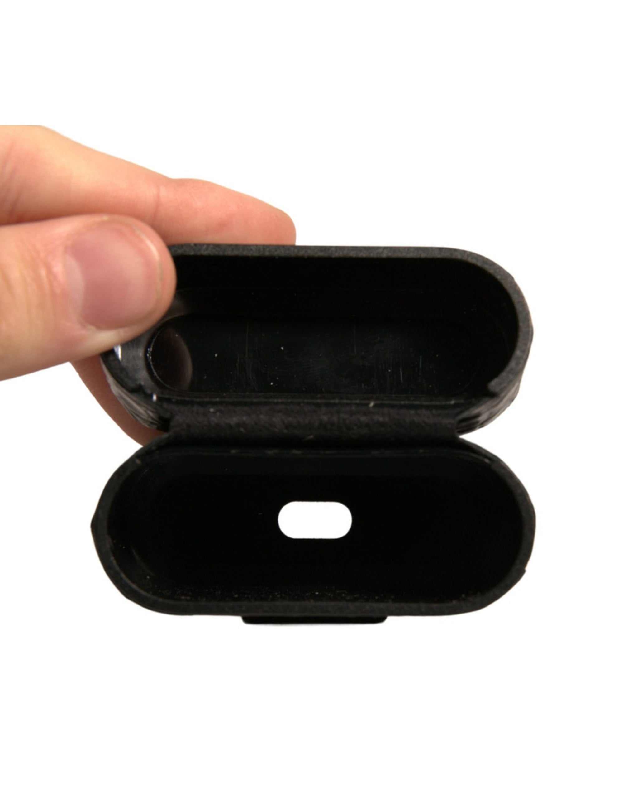 Étui pour Airpods Dolce & Gabbana en cuir noir avec logo en métal
