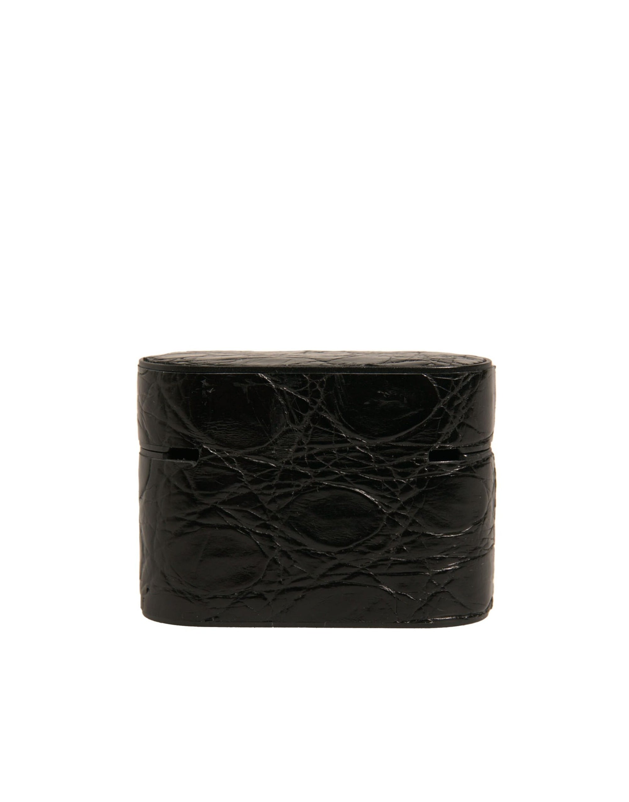 Étui pour Airpods Dolce & Gabbana en cuir noir avec logo en métal