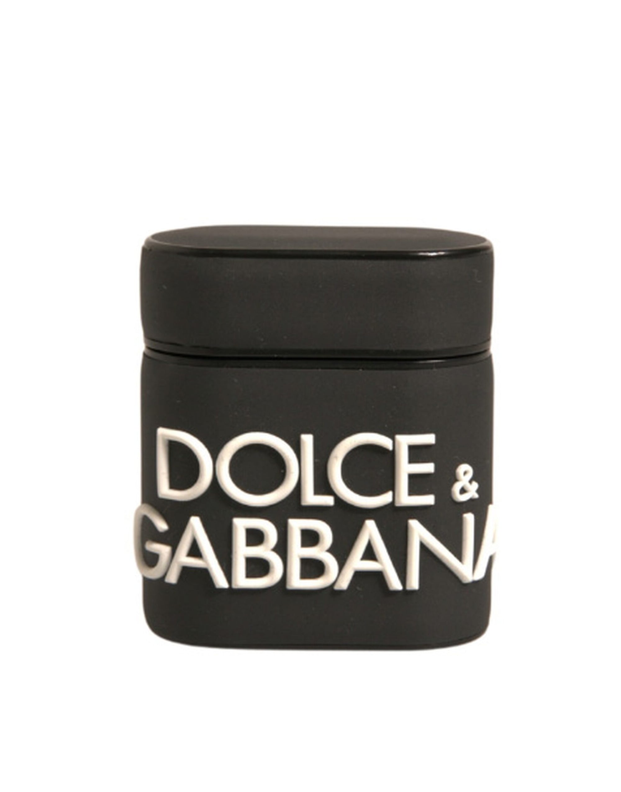 Étui pour Airpods Dolce & Gabbana en silicone noir et blanc avec logo en relief