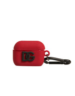 Étui pour Airpods Dolce & Gabbana en caoutchouc de silicone rouge avec logo en relief