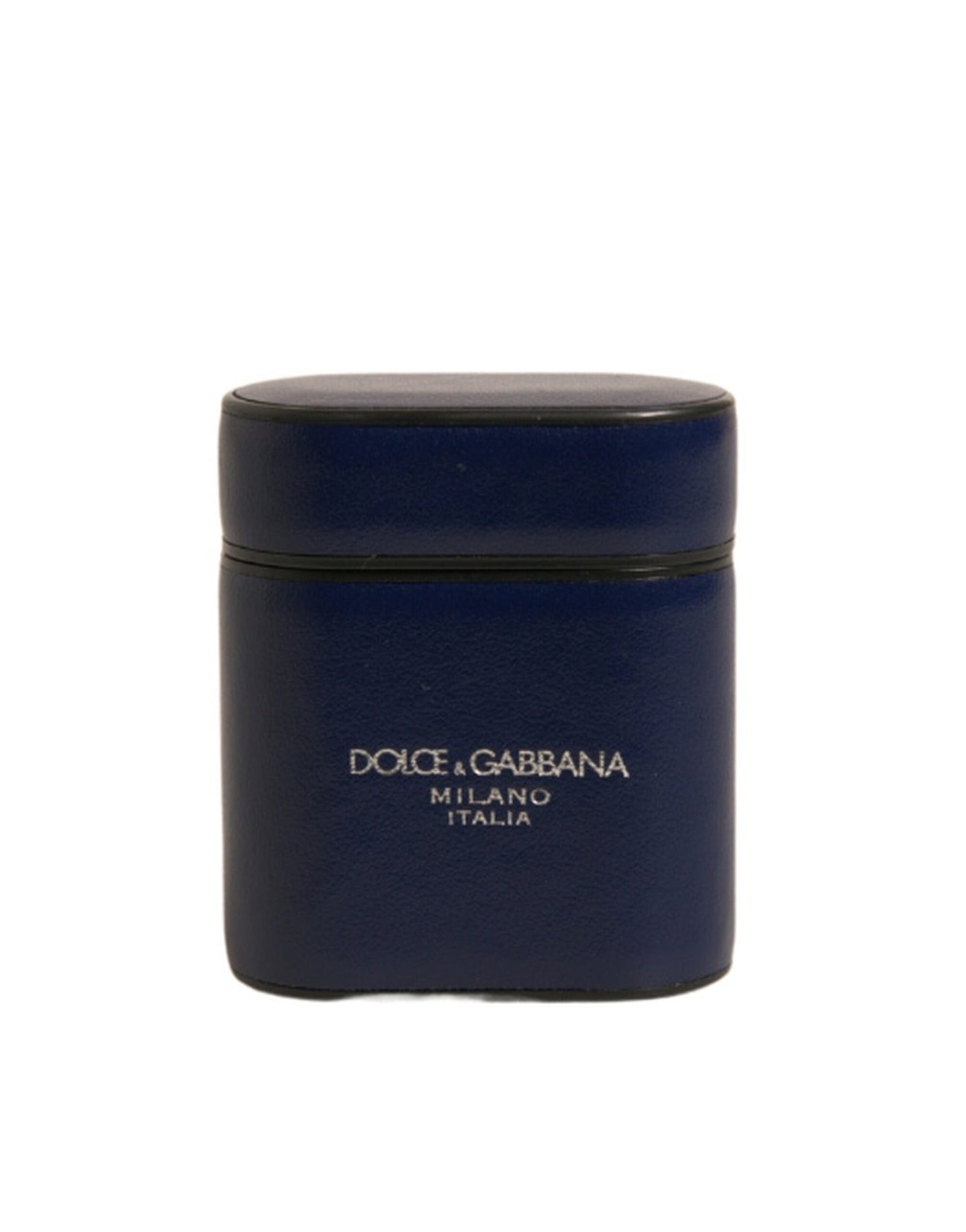 Étui à rabat pour Airpods en cuir bleu Dolce & Gabbana avec logo imprimé