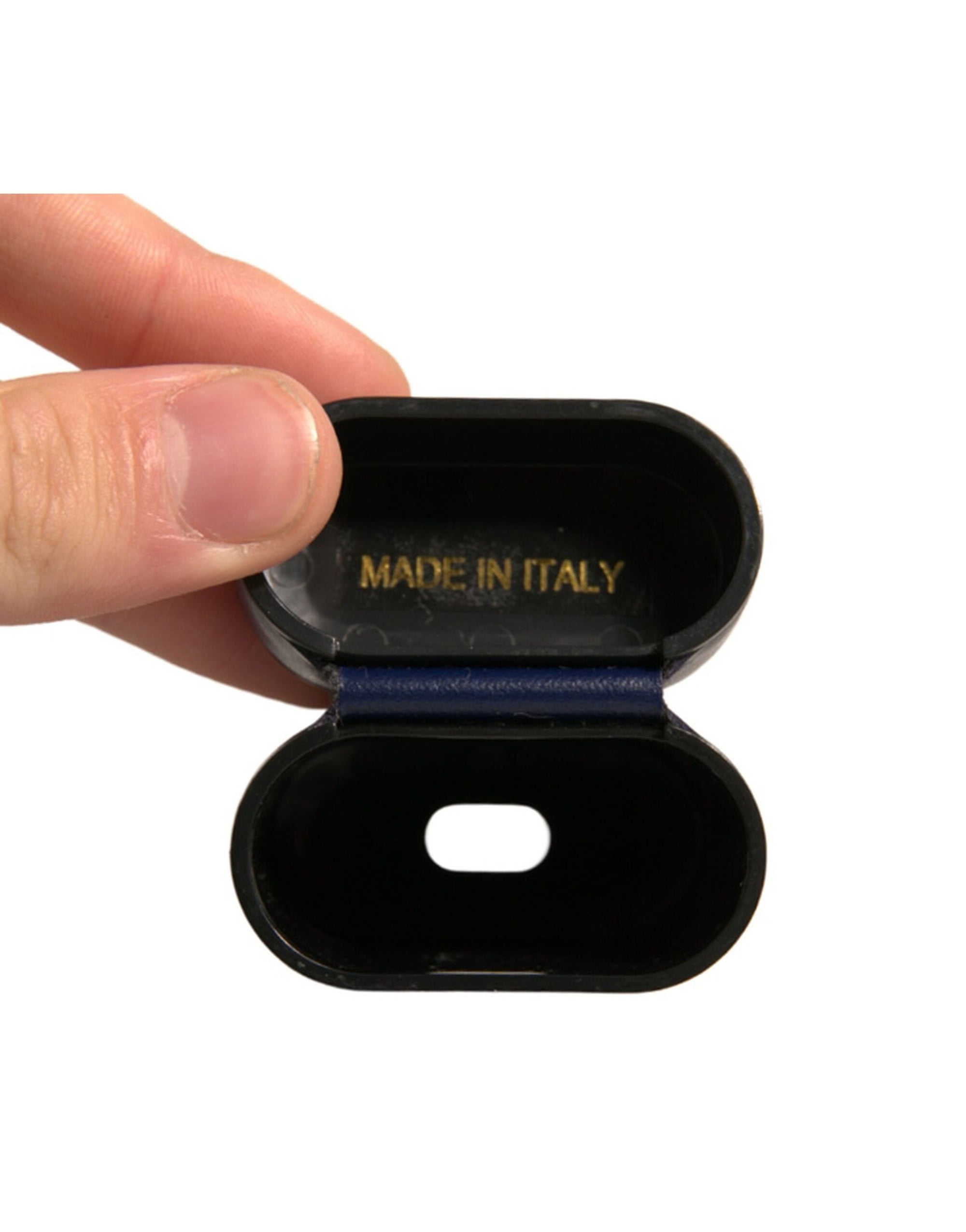 Étui à rabat pour Airpods en cuir bleu Dolce & Gabbana avec logo imprimé