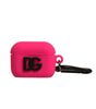 Étui pour Airpods Dolce & Gabbana en caoutchouc de silicone rose avec logo en relief