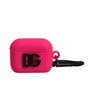 Étui pour Airpods Dolce & Gabbana en caoutchouc de silicone rose avec logo en relief
