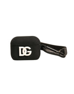 Étui pour Airpods Dolce & Gabbana en caoutchouc de silicone noir avec logo en relief