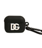 Étui pour Airpods Dolce & Gabbana en caoutchouc de silicone noir avec logo en relief