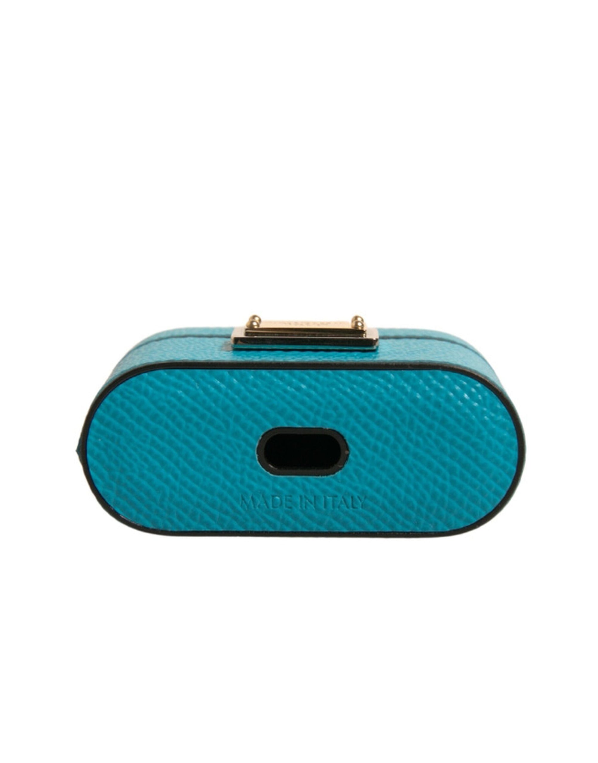 Étui pour Airpods Dolce & Gabbana en cuir vert avec logo en métal
