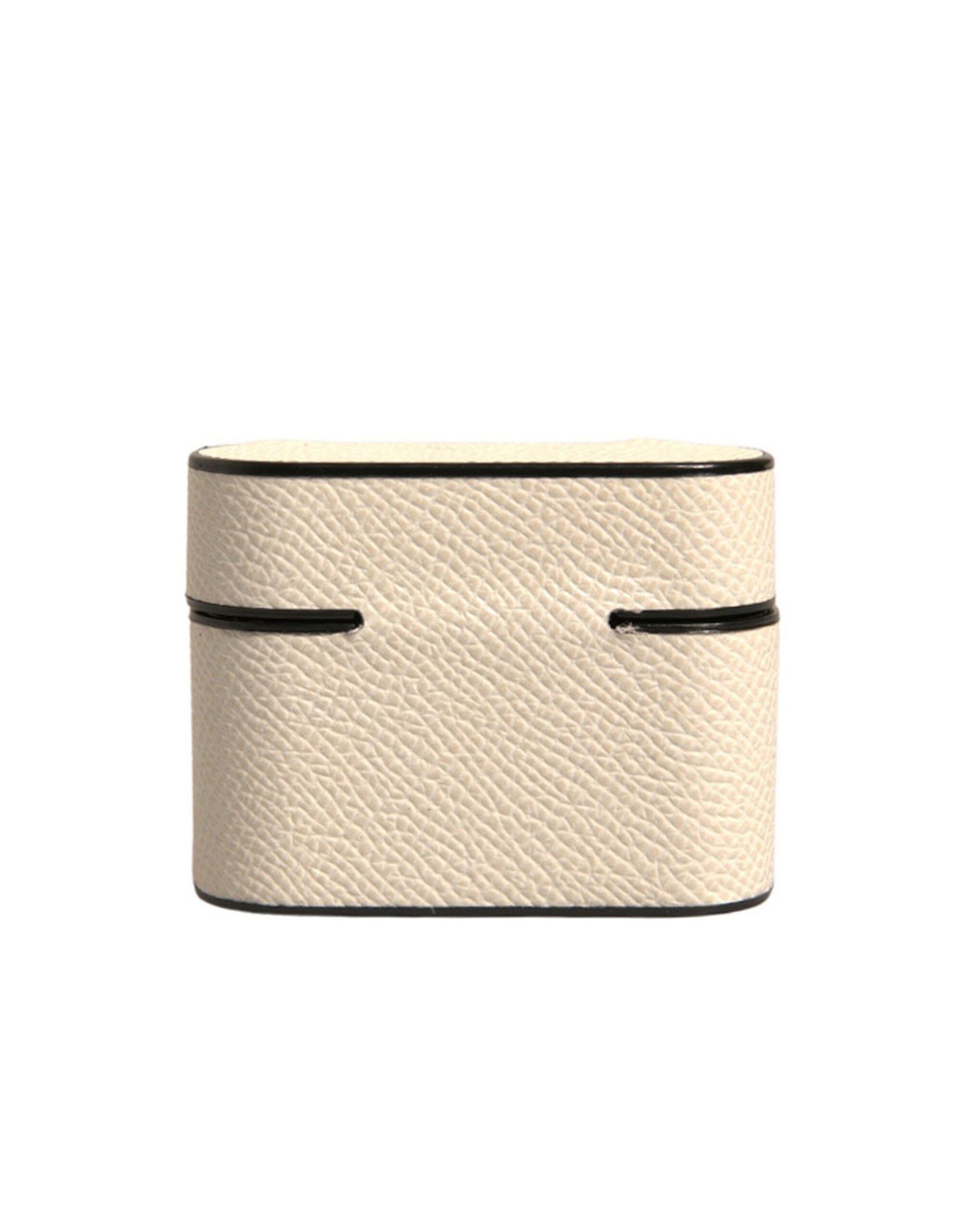 Étui pour Airpods Dolce & Gabbana en cuir blanc avec logo en métal