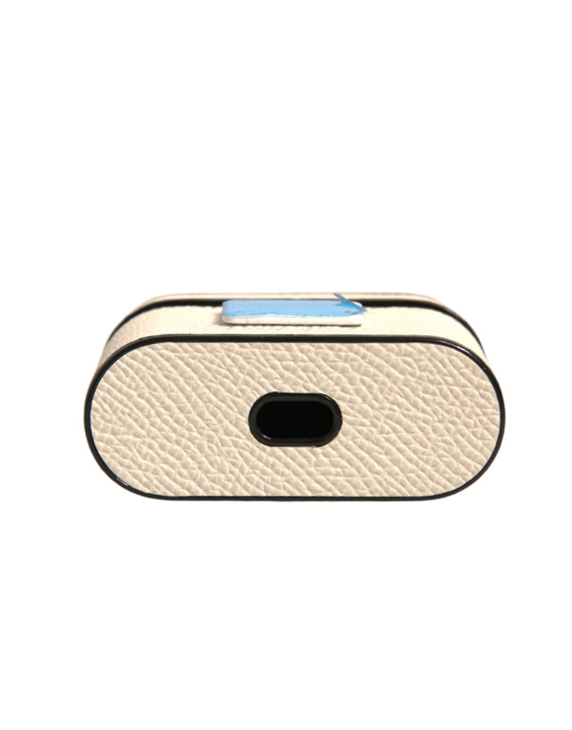 Étui pour Airpods Dolce & Gabbana en cuir blanc avec logo en métal