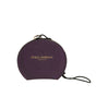 Dolce & Gabbana Purple Calfskin Leather Round Logo Hand Mirror Holder