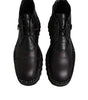 Dolce & Gabbana Black Leather Lace Up Ankle Boots Shoes