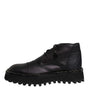 Dolce & Gabbana Black Leather Lace Up Ankle Boots Shoes