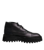 Dolce & Gabbana Black Leather Lace Up Ankle Boots Shoes
