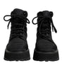 Dolce & Gabbana Black Padded Mid Calf Lace Up Boots Shoes