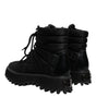 Dolce & Gabbana Black Padded Mid Calf Lace Up Boots Shoes