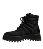 Dolce & Gabbana Black Padded Mid Calf Lace Up Boots Shoes