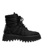Dolce & Gabbana Black Padded Mid Calf Lace Up Boots Shoes