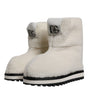 Dolce & Gabbana White Plush Logo Padded Mid Calf Boots Shoes