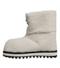 Dolce & Gabbana White Plush Logo Padded Mid Calf Boots Shoes