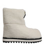 Dolce & Gabbana White Plush Logo Padded Mid Calf Boots Shoes