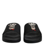 Sandales à enfiler en cuir noir Dolce &amp; Gabbana, chaussures de plage
